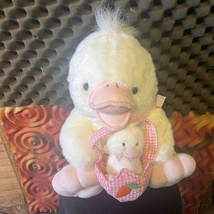 HUGE 15"Chosun Inter. Duck w/ baby chick Plush Stuffed Animal Easter